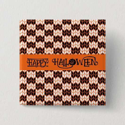 SCHWARZE ORANGE KARO STRICK Button Schaltfläche II (Vorderseite)