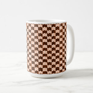 SCHWARZE ORANGE KARO STRICK Große weiße Tasse