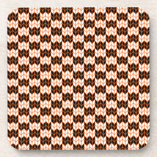 SCHWARZE ORANGE KARO STRICK Hard Plastic Untersetz Getränkeuntersetzer