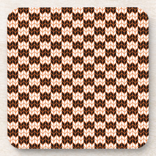 SCHWARZE ORANGE KARO STRICK Hard Plastic Untersetz Getränkeuntersetzer (Vorderseite)