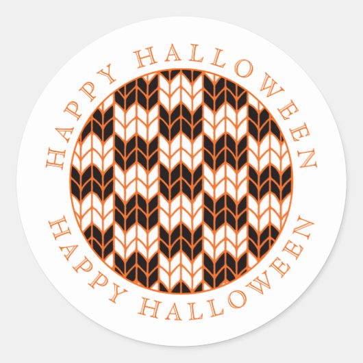 SCHWARZE ORANGE KARO STRICK Kleine Round Stickers (Vorderseite)