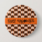 SCHWARZE ORANGE KARO STRICK Runder Button Button I (Vorderseite)