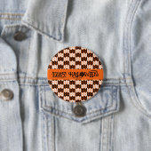 SCHWARZE ORANGE KARO STRICK Runder Button Button I (Beispiel)