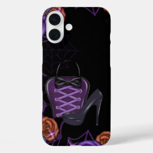 SCHWARZE ORANGE LILA HALLOWEEN PURS & HEELSE iPhone 16 PLUS HÜLLE