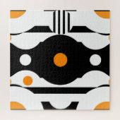 Schwarze Orange Retro-Mod-Geometrie Puzzle (Horizontal)