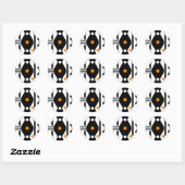 Schwarze Orange Retro-Mod-Geometrie Runder Aufkleber (Blatt)