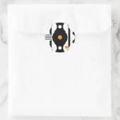Schwarze Orange Retro-Mod-Geometrie Runder Aufkleber (Tasche)