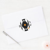 Schwarze Orange Retro-Mod-Geometrie Runder Aufkleber (Umschlag)