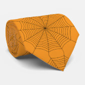 Schwarze orange Spinneweb Halloween-Muster Krawatte (Gerollt)