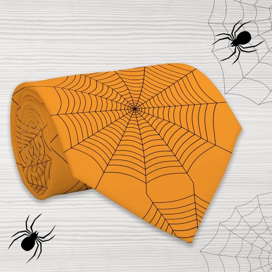 Schwarze orange Spinneweb Halloween-Muster Krawatte