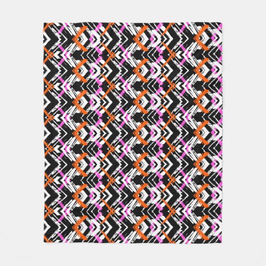 Schwarze, orange und rosa Hand gezeichnetes Fleecedecke (Vorderseite)