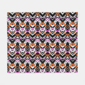 Schwarze, orange und rosa Hand gezeichnetes Fleecedecke (Vorderseite (Horizontal))