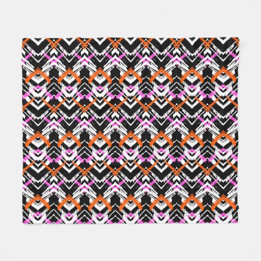 Schwarze, orange und rosa Hand gezeichnetes Fleecedecke (Vorderseite (Horizontal))