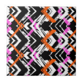 Schwarze, orange und rosa Hand gezeichnetes Fliese (Vorderseite)
