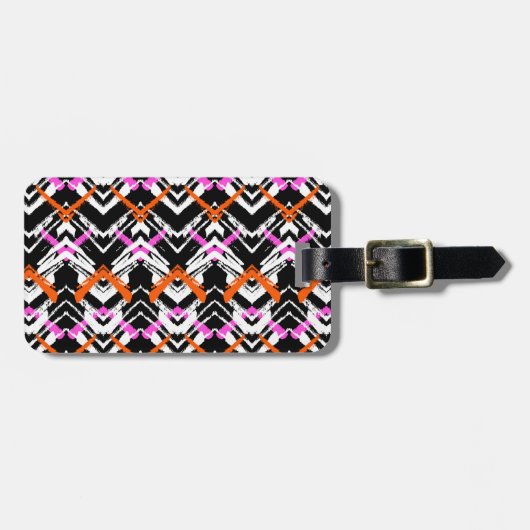 Schwarze, orange und rosa Hand gezeichnetes Gepäckanhänger (Vorderseite horizontal)