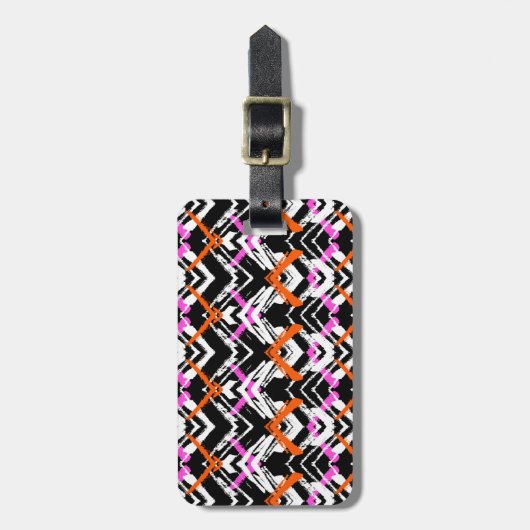Schwarze, orange und rosa Hand gezeichnetes Gepäckanhänger (Vorderseite vertikal)