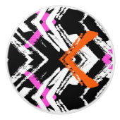 Schwarze, orange und rosa Hand gezeichnetes Keramikknauf (Vorderseite)