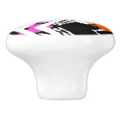 Schwarze, orange und rosa Hand gezeichnetes Keramikknauf (Seitenansicht)