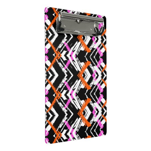 Schwarze, orange und rosa Hand gezeichnetes Mini Klemmbrett (Schrägansicht)