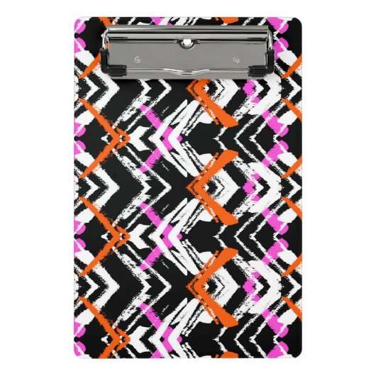 Schwarze, orange und rosa Hand gezeichnetes Mini Klemmbrett (Vorderseite)