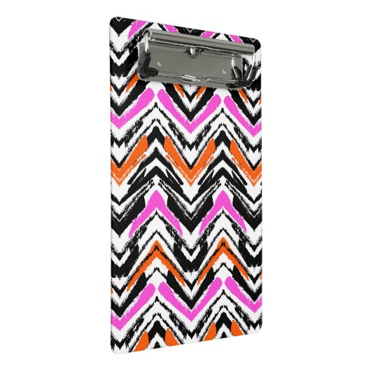 Schwarze, orange und rosa Hand gezeichnetes Mini Klemmbrett (Schrägansicht)