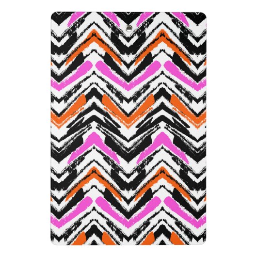 Schwarze, orange und rosa Hand gezeichnetes Mini Klemmbrett (Rückseite)