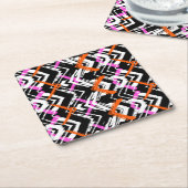 Schwarze, orange und rosa Hand gezeichnetes Rechteckiger Pappuntersetzer (angewinkelt)