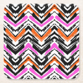 Schwarze, orange und rosa Hand gezeichnetes Rechteckiger Pappuntersetzer (Vorderseite)