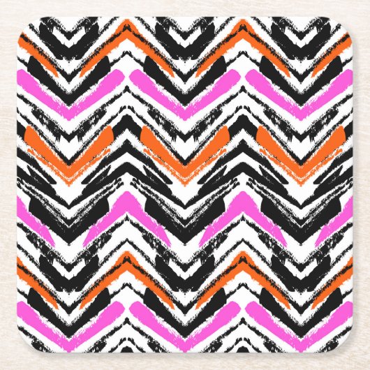 Schwarze, orange und rosa Hand gezeichnetes Rechteckiger Pappuntersetzer (Vorderseite)