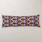 Schwarze, orange und rosa Hand gezeichnetes Seitenschläferkissen (Rückseite)