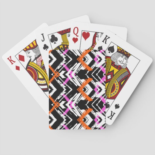 Schwarze, orange und rosa Hand gezeichnetes Spielkarten (Rückseite)