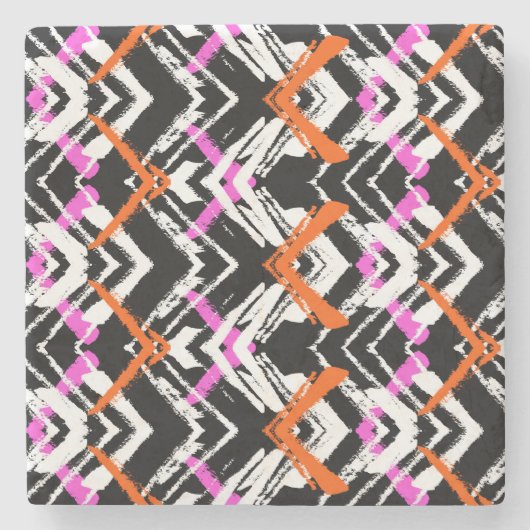 Schwarze, orange und rosa Hand gezeichnetes Steinuntersetzer (Vorderseite)