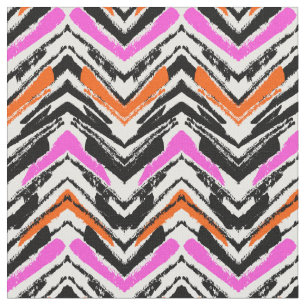 Schwarze, orange und rosa Hand gezeichnetes Stoff