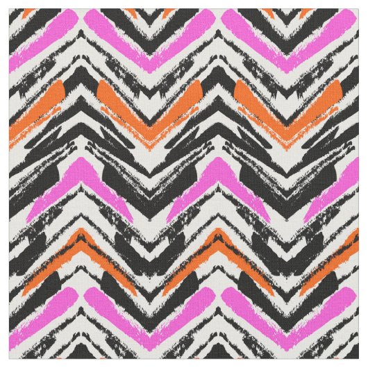 Schwarze, orange und rosa Hand gezeichnetes Stoff (Nahaufnahme)