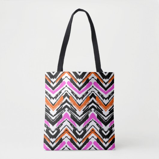 Schwarze, orange und rosa Hand gezeichnetes Tasche (Vorderseite)