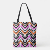 Schwarze, orange und rosa Hand gezeichnetes Tasche (Rückseite)