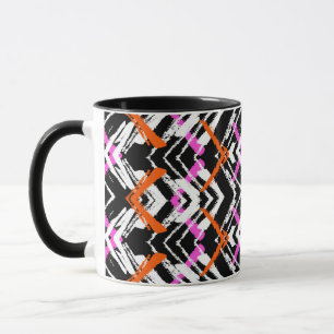 Schwarze, orange und rosa Hand gezeichnetes Tasse