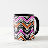 Schwarze, orange und rosa Hand gezeichnetes Tasse (VorderseiteRechts)