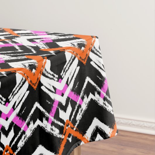 Schwarze, orange und rosa Hand gezeichnetes Tischdecke (Beispiel)