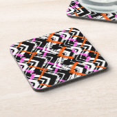 Schwarze, orange und rosa Hand gezeichnetes Untersetzer (Linke Seite)