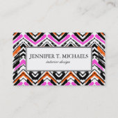 Schwarze, orange und rosa Hand gezeichnetes Visitenkarte (Vorderseite)