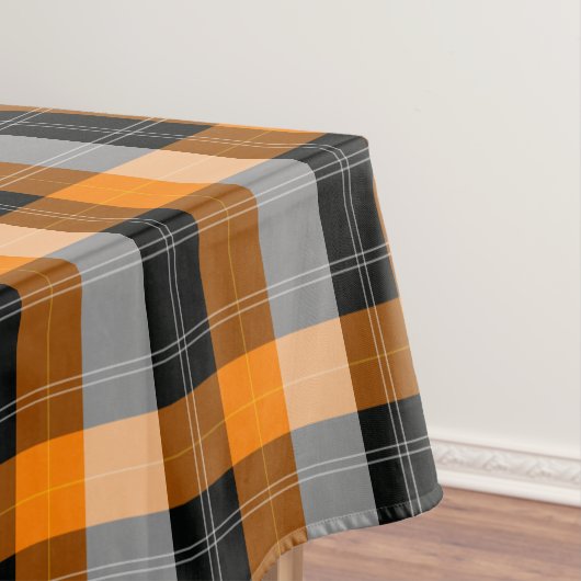 Schwarze, orangefarbene Tartan/karierte Tischdecke (Beispiel)