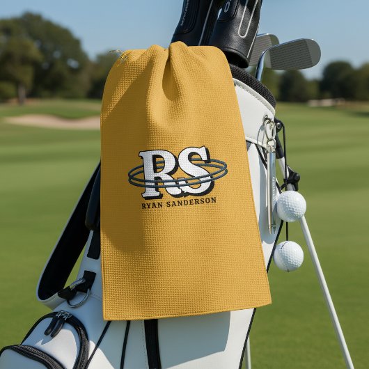 Schwarze Orbit-Monogramm-Initialen in jeder Farbe Golfhandtuch