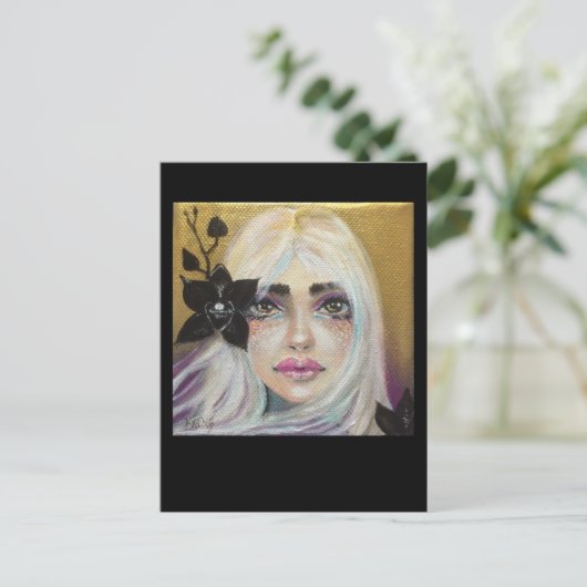 Schwarze Orchidee Postkarte (Stehend Vorderseite)