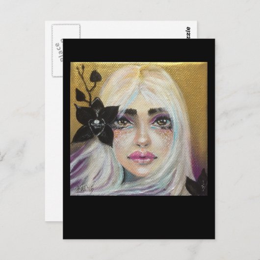 Schwarze Orchidee Postkarte (Vorne/Hinten)