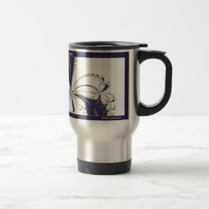 Schwarze Orchideen-Fraktal-Kunst-Blumenmuster Reisebecher