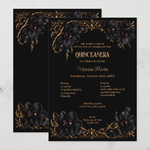 Schwarze Orchideen Gothic Halloween Quinceanera Ei Einladung