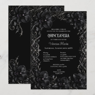Schwarze Orchideen Gothic Halloween Quinceanera Ei Einladung