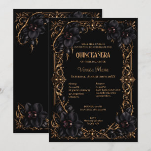 Schwarze Orchideen Gothic Halloween Quinceanera Ei Einladung