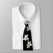 Schwarze Orchideen-Krawatte Krawatte (Gebunden)